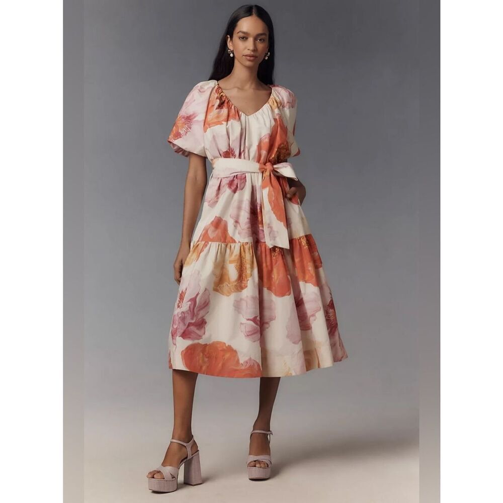 New Anthropologie Short-Sleeve Midi Tent Dress Secondhand Size S